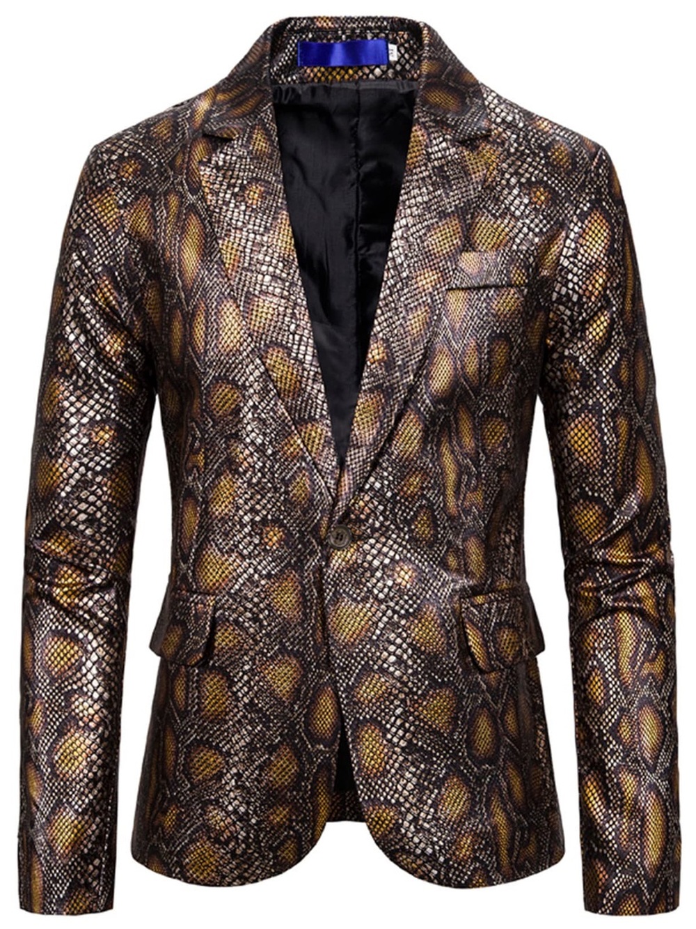 Source Unknown Metallic Snake-Print Blazer in Gold and Black